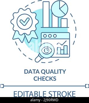 Data quality checks turquoise concept icon Stock Vector
