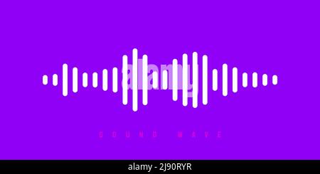 Waves of the equalizer sound isolated on pin or purple background. White sound wave or voice message. Vector Illustration. Stock Vector