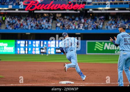 Toronto Blue Jay infielder Matt Chapman (26) homered to center (431 feet) during an MLB game between Seattle Mariners and Toronto Blue Jays at the Rog Stock Photo