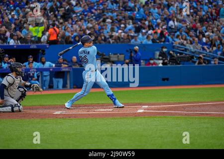 Toronto Blue Jay infielder Matt Chapman (26) homered to center (431 feet) during an MLB game between Seattle Mariners and Toronto Blue Jays at the Rog Stock Photo