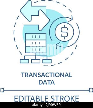 Transactional data turquoise concept icon Stock Vector