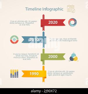 Infographic Timeline Vector Template with Icons and Charts Stock Vector