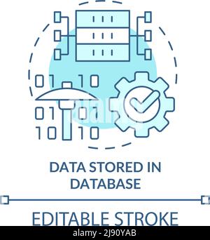Data stored in database turquoise concept icon Stock Vector