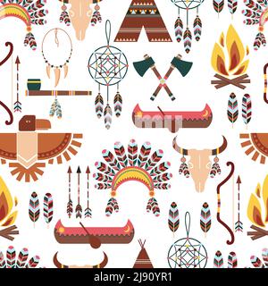 Set of Seamless Pattern American Tribal Native Symbols Used in Different Graphic Designs Stock Vector