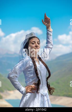 Georgian woman in national dress. Selective focus. Stock Photo