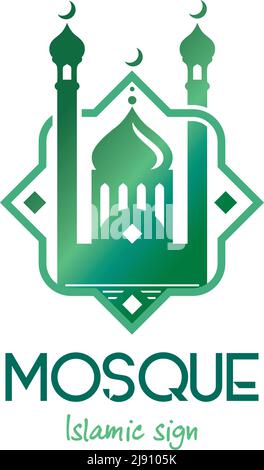 Muslim symbols with halfmoon and minarets Stock Vector