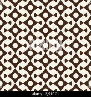 Modern monochrome seamless pattern with geometric print formed by ornament from abstract elements flat vector illustration Stock Vector
