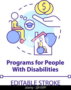 Programs for people with disabilities concept icon Stock Vector