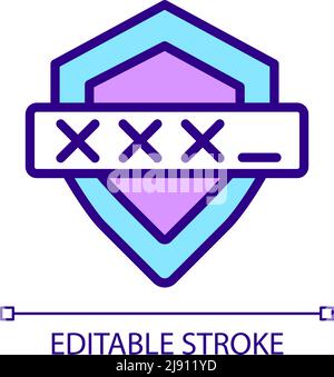 Strong password pixel perfect RGB color icon Stock Vector