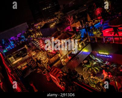 Neon lit nightlife in downtown Taipei Stock Photo