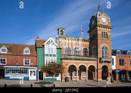 Hungerford Town Hall along the High Street, Hungerford, West Berkshire, England, United Kingdom, Europe Stock Photo