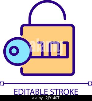 Decryption pixel perfect RGB color icon Stock Vector