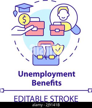 Unemployment benefits concept icon Stock Vector