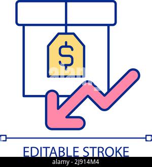 Reducing cost of product RGB color icon Stock Vector