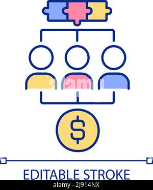 Making money from cooperative RGB color icon Stock Vector