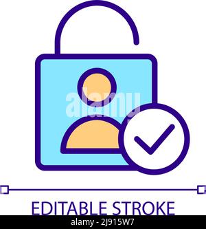 User authentication pixel perfect RGB color icon Stock Vector