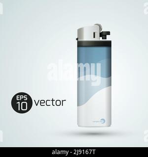 Modern plastic lighter concept in realistic style on light background isolated vector illustration Stock Vector