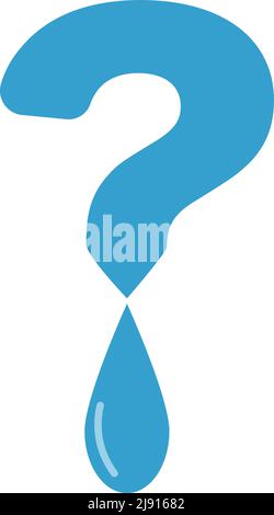 Water droplets falling from the question mark. vector. Editable vector. Stock Vector