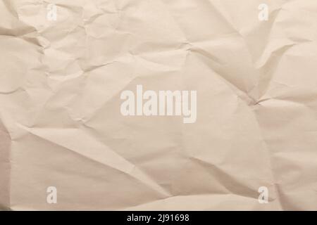 Sheet of brown wrinkled kraft made from recycled paper with texture and details Stock Photo