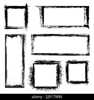 Grunge frames set. Figure geometric, textured collection boards. Vector illustration Stock Vector