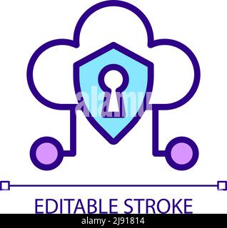 Cloud security pixel perfect RGB color icon Stock Vector