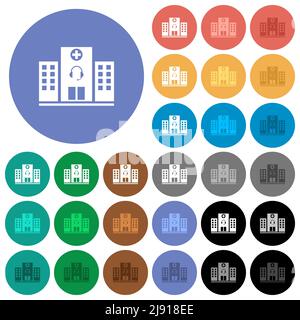 Medical assistance multi colored flat icons on round backgrounds. Included white, light and dark icon variations for hover and active status effects, Stock Vector