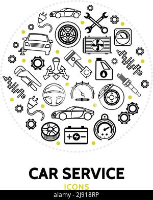 Auto parts vector set. Auto service signs, wrench and gear, headlamp or  tire, key and wrench. Car repair service labels, isolated on white  background Stock Vector Image & Art - Alamy