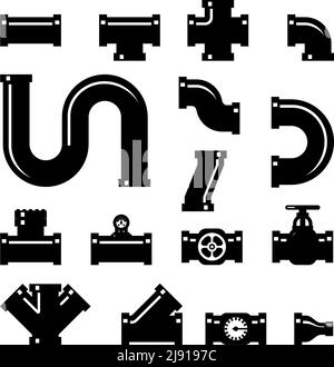 Vector black pipe fittings icon set Stock Vector Image & Art - Alamy