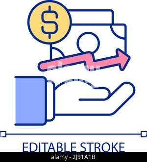Increasing profitability RGB color icon Stock Vector
