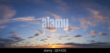 Evening sky panorame at sunset with clouds Stock Photo