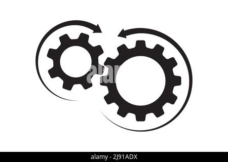 Setting icon vector with work cog gear element. Cogweel mechanism symbol for engine concept or web illustration. Stock Vector