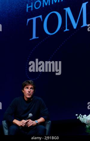 Cannes, France. 18th May, 2022. Actor Tom Cruise attends the 'Tribute to Tom Cruise' during the Cannes Film Festival in Cannes, France on May 18, 2022. (Photo by Jaak Moineau/imageSPACE/Sipa USA) Credit: Sipa USA/Alamy Live News Stock Photo