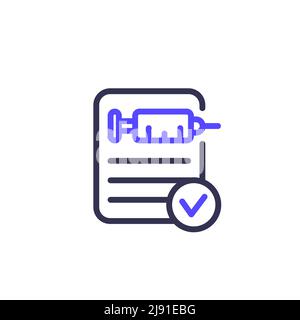 vaccine check, vaccinated line icon Stock Vector