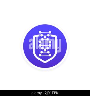 dna and shield logo, genetic protection icon Stock Vector