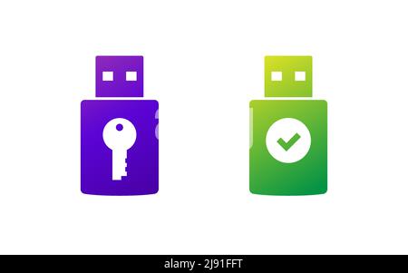 usb stick security key vector icons Stock Vector
