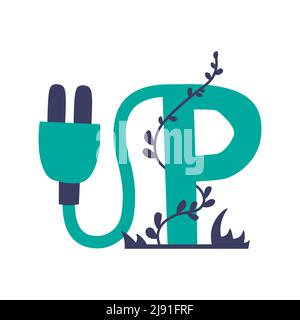Icon of eco parking with charging station. Isolated on white background vector illustration. Stock Vector
