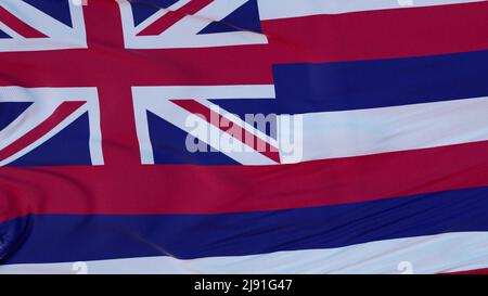 Flag of Hawaii state, region of the United States, waving at wind. 3d rendering Stock Photo