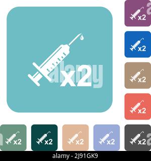 Second vaccine dose white flat icons on color rounded square ...