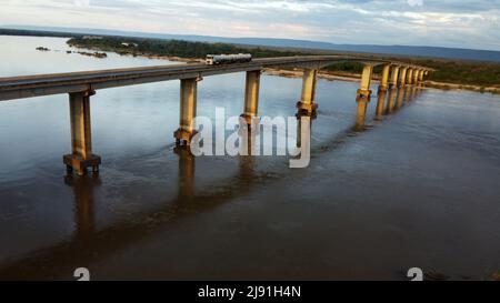 ibotirama, bahia, brazil - may 18, 2022: bridge over the Sao Francisco riverbed in the city of Ibotirama, in western Bahia. Stock Photo