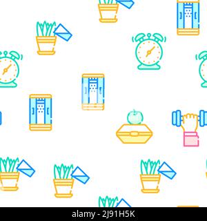 Morning Routine Daily Vector Seamless Pattern Stock Vector