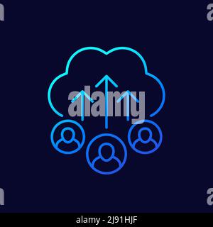 collect user data line icon, vector Stock Vector