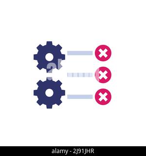 errors in process icon with gears Stock Vector