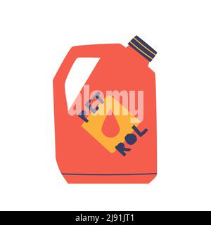 Red canister of gasoline or petrol. Isolated on white background vector illustration. Stock Vector