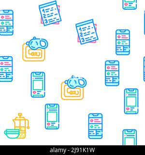 Morning Routine Daily Vector Seamless Pattern Stock Vector