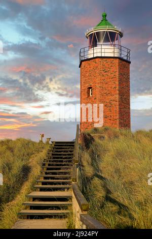 Small lighthouse, Quermatenfeuer, early morning, Kampen, Sylt, North Frisian Islands, North Frisia, Schleswig-Holstein, Germany Stock Photo