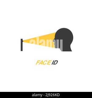 Face recognition id detection icon. Face biometric facial photo identification vector digital icon Stock Vector
