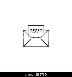 RSVP icon envelope date stamp vector invitation. rsvp message envelope Stock Vector