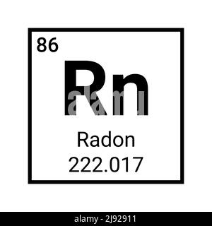 Radon element periodic table symbol. Gas radon chemistry element Stock Vector