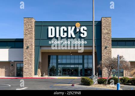 Victorville, CA, USA – May 3, 2022: Dick’s Sporting Goods exterior retail store building located in the Mall of Victor Valley in Victorville, Californ Stock Photo