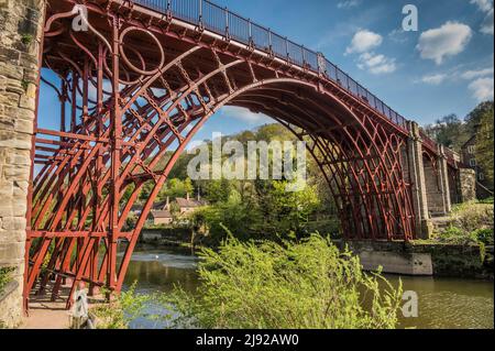 The image is of the famous ironbridge that spans the River Seven at Ironbridge. Manufactured piece by piece at Coalbrookdale Ironworks in 1779 Stock Photo